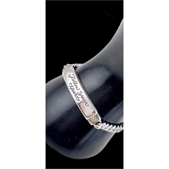Brighton Follow Your Heart Silver Bar ID Bracelet 7"-8” - Picture 1 of 5
